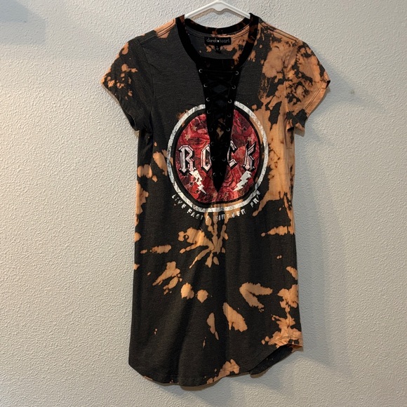 Derek Heart Black and Orange Tie-Dye Dress - Picture 1 of 4
